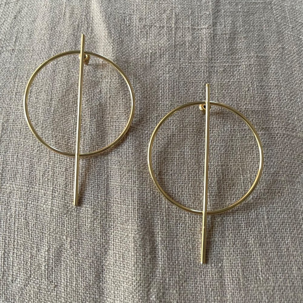 Circular Geometric Drop Dangle Statement Earrings Dold - Picture 3 of 7